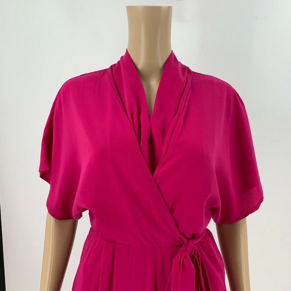 ASOS Kimono Wrap Dress Siz 4 Pink Short Sleeve - Picture 3 of 11
